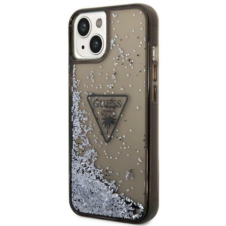 Pouzdro Guess Liquid Glitter Triangle Logo - pouzdro pro iPhone 14 (černé)