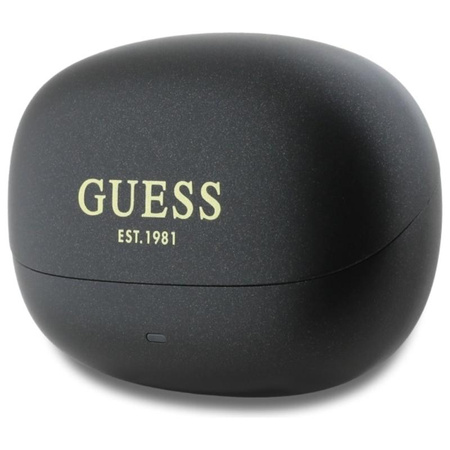 Guess Capsule s potiskem loga - sluchátka Bluetooth TWS ANC & ENC + nabíjecí pouzdro (černá)