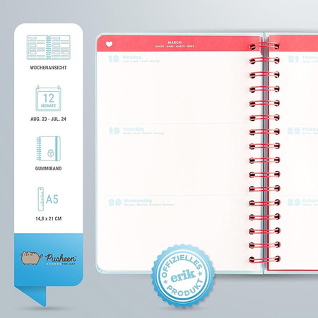 Pusheen - Calendrier / semainier 2023/2024 de la collection Purrfect Love (14,8 x 21 cm)