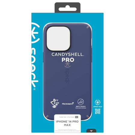 Speck CandyShell Pro - pouzdro pro iPhone 14 Pro Max s povrchovou úpravou MICROBAN (pruská modrá / oblačná šedá)
