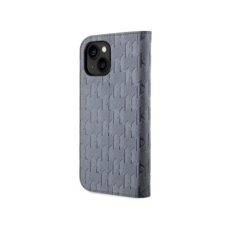 Karl Lagerfeld Booktype Saffiano Monogramm - iPhone 14 Tasche (Silber)