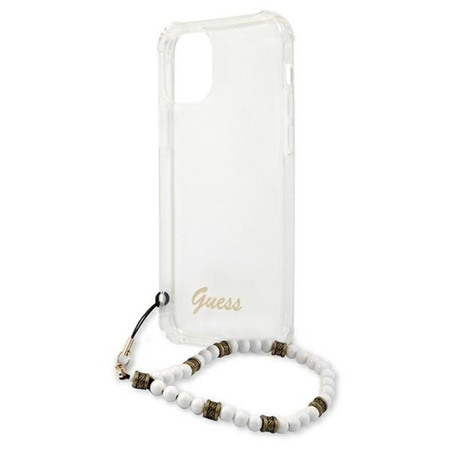 Guess White Pearl Strap - Pouzdro iPhone 12 Pro Max (Průhledné)