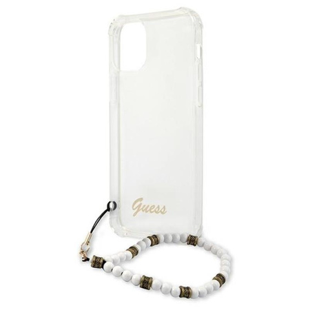 Guess White Pearl Strap - pouzdro pro iPhone 12 Pro Max (průhledné)