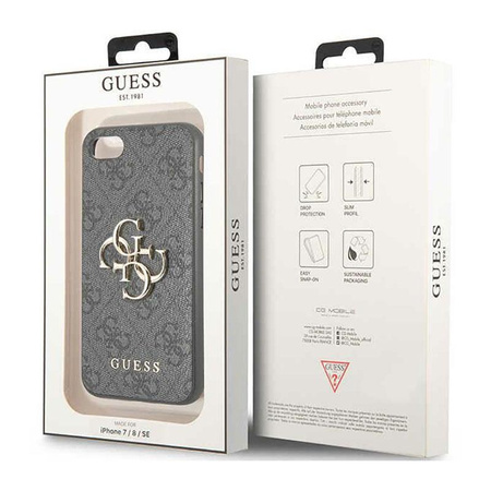 Guess 4G Big Metal Logo - pouzdro pro iPhone SE (2022/2020) / 8 / 7 (šedé)