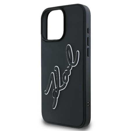 Karl Lagerfeld 3D Rubber Bicolor Signature - Hülle für iPhone 16 Pro (schwarz)