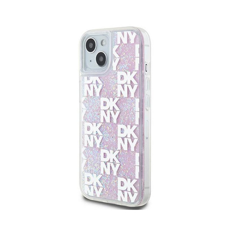 DKNY Liquid Glitter Multilogo - Etui iPhone 15 / 14 / 13 (różowy)