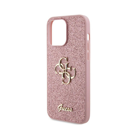 Guess Glitter Script Big 4G - Etui iPhone 15 Pro Max (różowy)