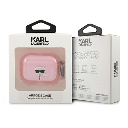 Karl Lagerfeld Karl Head Glitter - Étui Airpods Pro (rose)