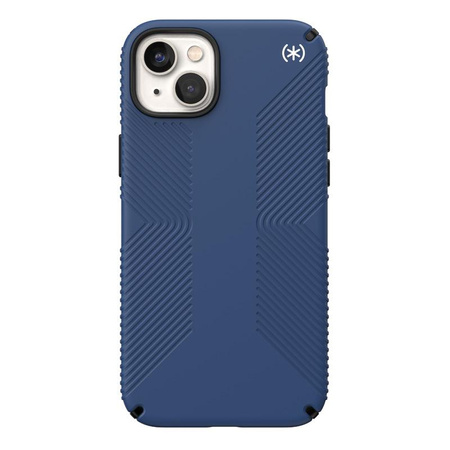 Speck Presidio2 Grip - Coque antidérapante pour iPhone 14 Plus (Bleu côtier / Noir / Blanc)