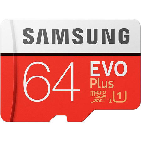 Carte mémoire Samsung microSDXC Evo+ - 64 Go Class 10 UHS-I U1 100/20 Mo/s avec adaptateur