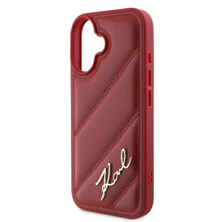 Karl Lagerfeld Quilted Signature - Pouzdro iPhone 16 (červené)
