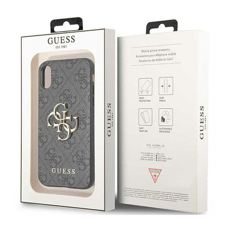 Guess 4G Big Metal Logo - Coque iPhone X (grise)