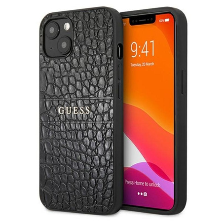 Guess Croco Stamp Lines - Coque iPhone 13 (noir)