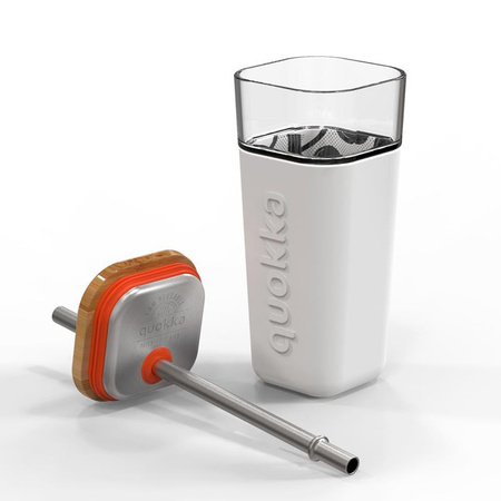 Quokka Liquid Cube - Mug en verre 540 ml avec paille en acier inoxydable (Inner Graffiti)