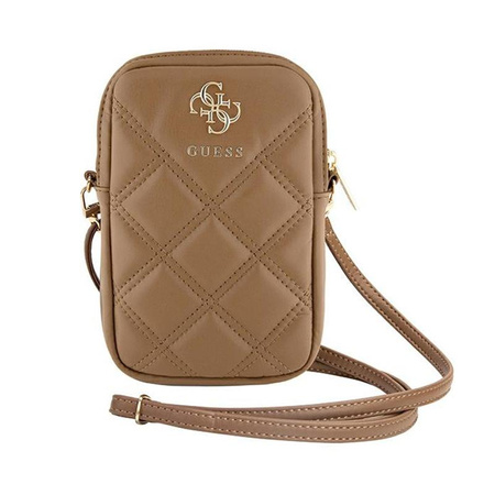 Guess Zip Quilted 4G - taška na telefon (hnědá)