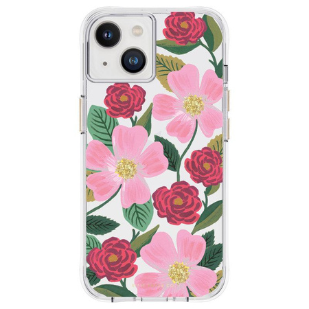 Rifle Paper Clear - iPhone 14 case decorated with gold (Rose Garden)