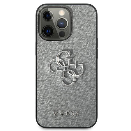 Guess Saffiano 4G Big Silver Logo - iPhone 13 Pro Max Case (grey)