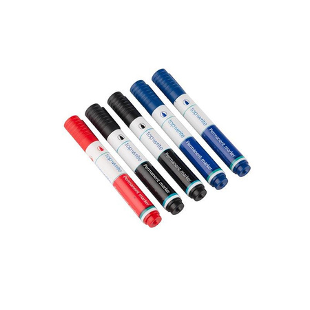 Topwrite - Set de 5 marqueurs permanents. (noir/bleu/rouge)
