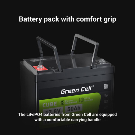 Green Cell - Batterie LiFePO4 12V 12.8V 50Ah pour systèmes photovoltaïques, camping-cars et bateaux