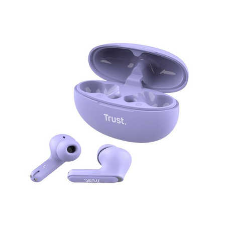 Trust Yavi - TWS kabellose Bluetooth In-Ear-Kopfhörer mit Ladetasche & ENC (Violett)