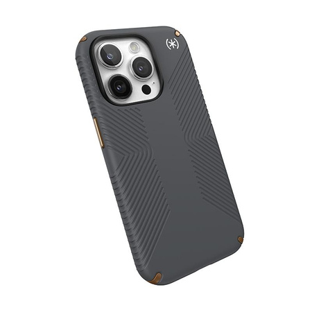 Speck Presidio2 Grip - Custodia per iPhone 15 Pro (grigio antracite / bronzo freddo / bianco)
