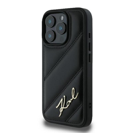 Karl Lagerfeld Quilted Signature - pouzdro pro iPhone 16 Pro (černé)