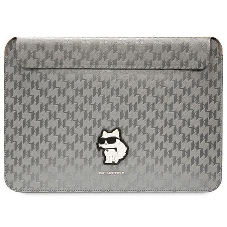 Karl Lagerfeld NFT Saffiano Monogram Iconic Choupette Sleeve - pouzdro na 14" notebook (stříbrné)