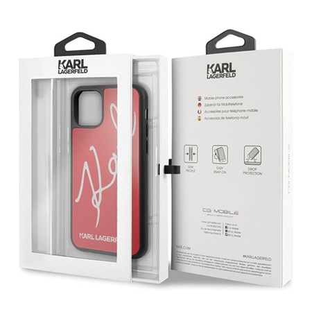 Karl Lagerfeld Double Layers Tempered Glass Glitter Signature Case - iPhone 11 Pro Max Case (red)