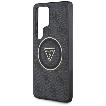 Guess 4G Glitter Triangle Buttons MagSafe - Etui do Samsung Galaxy S25 Ultra (czarny)
