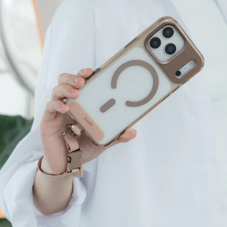 Moshi 2-in-1 Wrist & Body Strap with Adapter - eko kožený řemínek na telefon (mléčně hnědý)