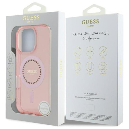 Guess IML Rhinestones MagSafe - Hülle iPhone 16 Pro Max (Rosa)