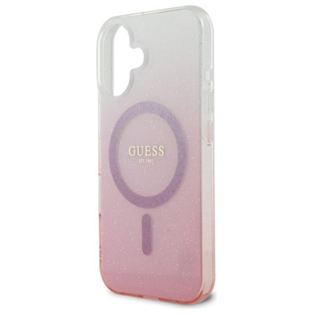 Guess IML Glitter Gradient MagSafe - Coque iPhone 16 (rose)