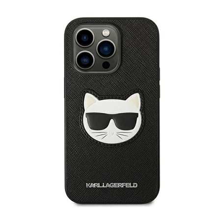 Karl Lagerfeld Saffiano Choupette Head Patch Case - pouzdro pro iPhone 14 Pro (černé)