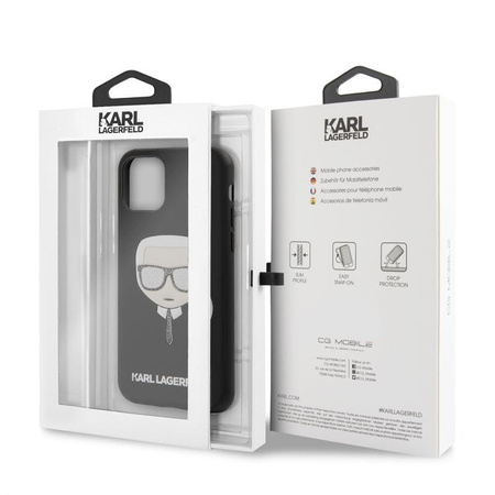 Karl Lagerfeld Iconic dombornyomott csillám tok - iPhone 11 Pro tok (fekete)