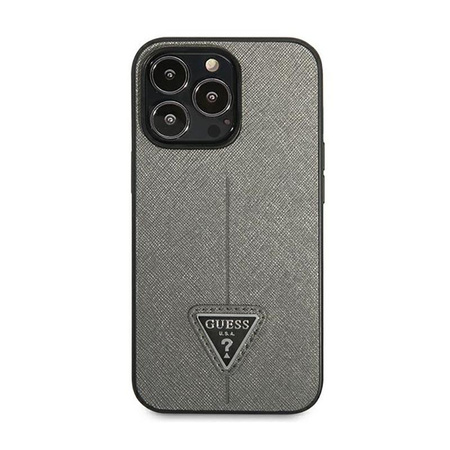 Pouzdro Guess Saffiano Triangle Logo - pouzdro pro iPhone 14 Pro (stříbrné)