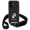 Karl Lagerfeld Saffiano Karl & Choupette Metal Pin CBDY Strap - pouzdro na iPhone 16 (černé)