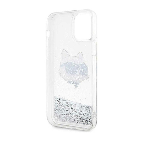 Karl Lagerfeld Liquid Glitter NFT Choupette Head - Coque iPhone 12 / iPhone 12 Pro (argent)