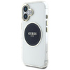 Guess IML Metallfarbener Kreis Klassisches Logo MagSafe - Hülle für iPhone 16 (schwarz)