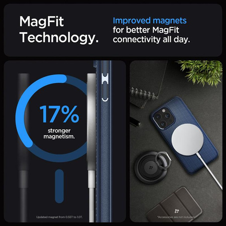 Spigen Mag Armor MagSafe - Étui pour iPhone 15 Pro Max (Bleu marine)