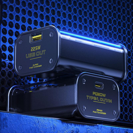 WEKOME WP-333 Vanguard Series - Banque d'énergie 10000 mAh Super Charging PD 20W + QC 22.5W (Noir / Transparent)