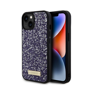 Guess Rhinestone Metal Logo - pouzdro na iPhone 15 (růžové)