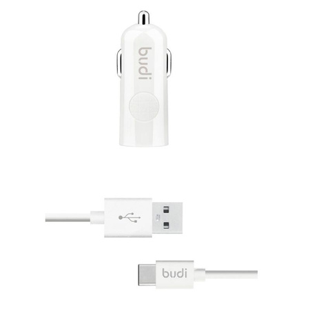 Budi - USB-Autoladegerät + USB-C-Kabel (Weiß)