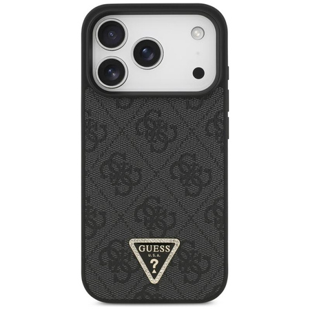 Guess Leather 4G Triangle Strass MagSafe - Case iPhone 17 Pro (Black)