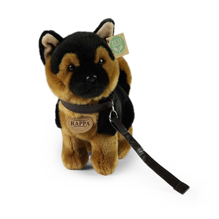 Mascotte realistica in peluche di cane pastore tedesco con guinzaglio in piedi 23 cm Rappa ecologica 