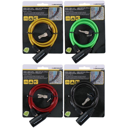 Dunlop - Cadenas vélo spirale à clé 90 cm (Noir)