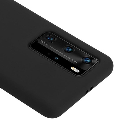 ETUI CZARNE SILIKONOWE DO HUAWEI P40 PRO, Crong Eleganckie, z Mikrofibrą