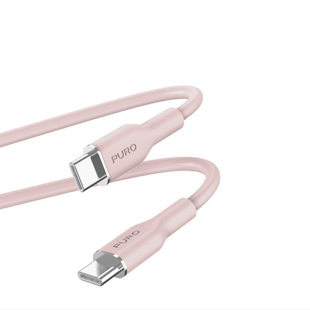 PURO ICON Soft Cable - kabel USB-C na USB-C 1,5 m (prašně růžová)