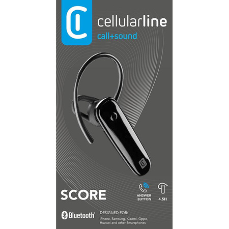 Cellularline Score - Univerzális Bluetooth V5.0 kézibeszélő, amely egyszerre akár 2 készüléket is támogat (fekete)