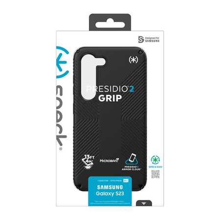 Speck Presidio2 Grip - protiskluzové pouzdro pro Samsung Galaxy S23 (černá/černá/bílá)