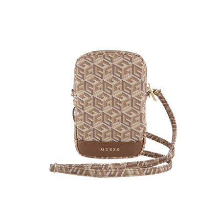 Guess Zip GCube Bottom Stripe - Taška na telefon (hnědá)